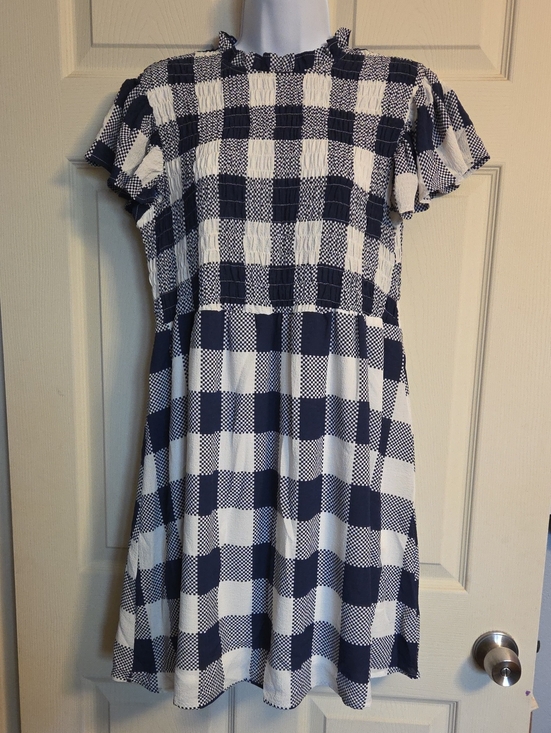Moon River Dresses & Skirts - Moon River Navy and White Checkered Smocked Dress Size Small